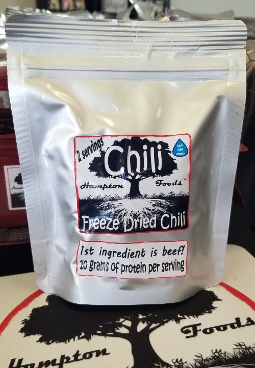 The Ultimate Freeze-Dried Flavor with Hampton Foods' Chili: A Hearty Adventure Companion! Prepared with the innovative freeze-dried technique, our chili promises a delicious and convenient solution for various occasions. The secret to our chili's protein-packed goodness lies in its first ingredient – lean ground beef.