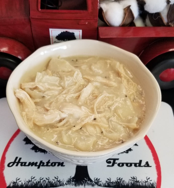 Hampton Foods' Freeze-Dried Chicken and Dumplings! Craving a hearty, home-cooked meal whether you're on-the-go or in the comfort of your own home? The perfect blend of convenience and flavor, wherever your adventures take you. Dive into a warm, savory bowl of Chicken and Dumplings anytime, anywhere.