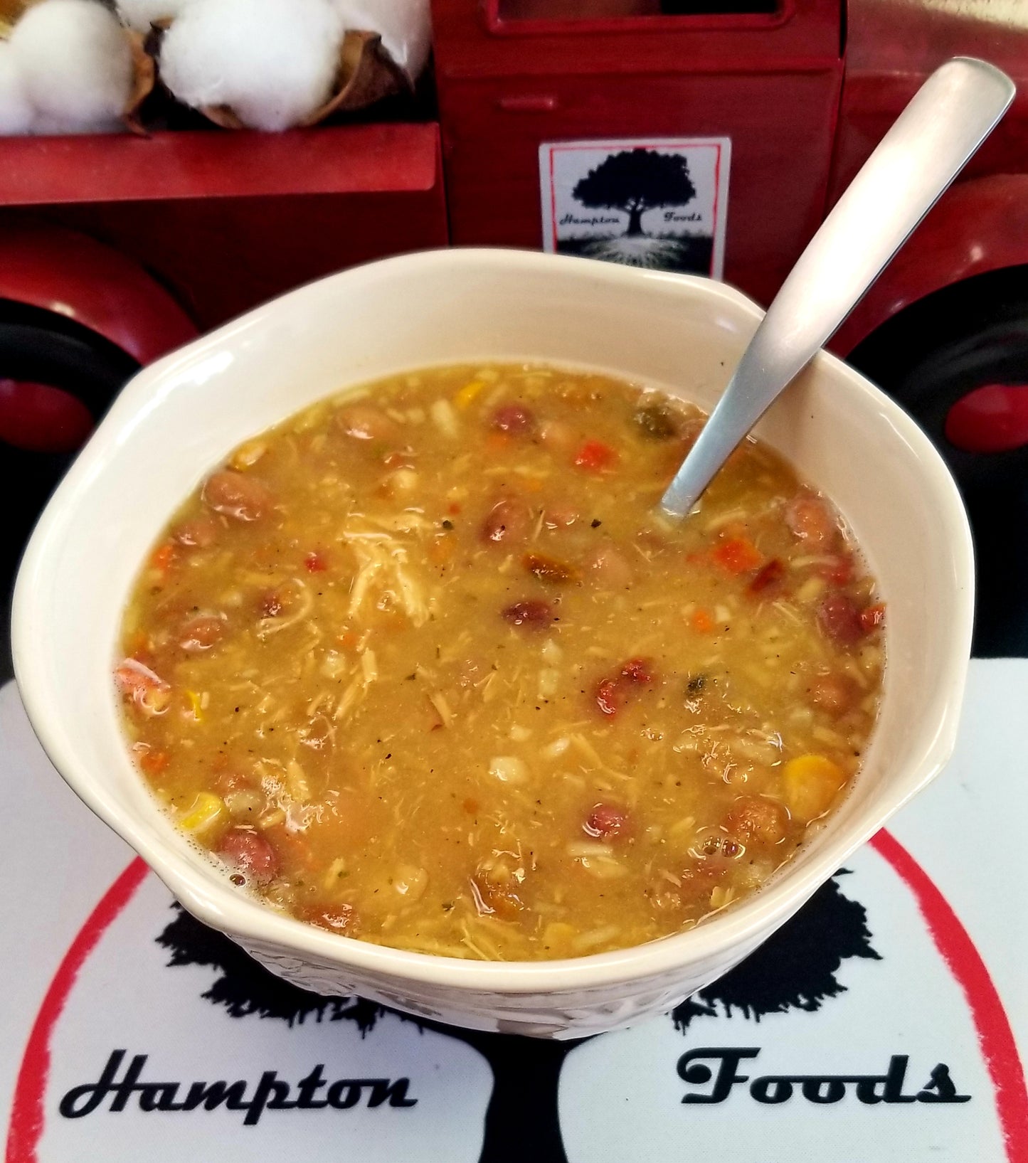 Savor the Outdoors with Hampton Foods' Chicken Tortilla Soup! Dive into the rich flavors of our Freeze-Dried Chicken Tortilla Soup, where real chicken breast, pinto beans, red beans, and a medley of veggies including carrots, corn, red and green bell peppers, onion, and tomato create a Southwest-inspired delight.