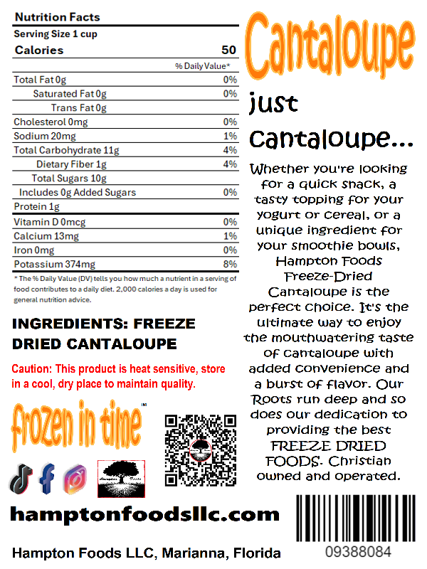 Freeze-Dried Cantaloupe! The Best Way to Enjoy Cantaloupe Anytime, Anywhere Are you a fan of fresh, juicy cantaloupe? Imagine having that same delicious flavor with an added crispy crunch that takes your taste buds to a whole new level. Hampton Foods is thrilled to present our latest innovation: Freeze-Dried Cantaloupe