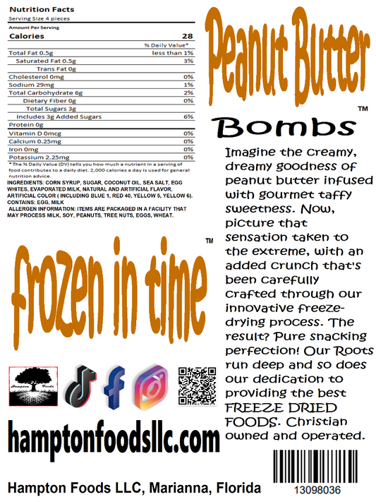 Ladies and gentlemen, brace yourselves for a taste explosion like no other! Introducing Hampton Foods' latest culinary masterpiece: Peanut Butter Bombs™ - the future of snacking is here, and it's out of this world!