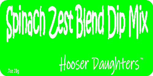 Introducing Hooser Daughters™ Spinach Zest Blend Dip Mix: The Perfect Fusion of Flavor and Convenience! Are you ready to elevate your culinary experience with a burst of vibrant flavors? Look no further than Hooser Daughters™ Spinach Zest Blend Dip Mix, our newest and most exciting product yet! Packed with premium ingredients and designed for effortless preparation, this dip mix is your ticket to a world of gourmet taste sensations.