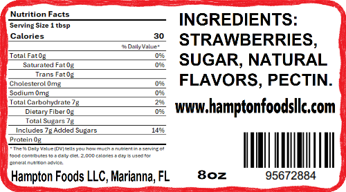 Delight in the sweet taste of Hampton Foods' Family Recipe Strawberry Jam. Perfect for toast, pastries, and desserts. Order now!