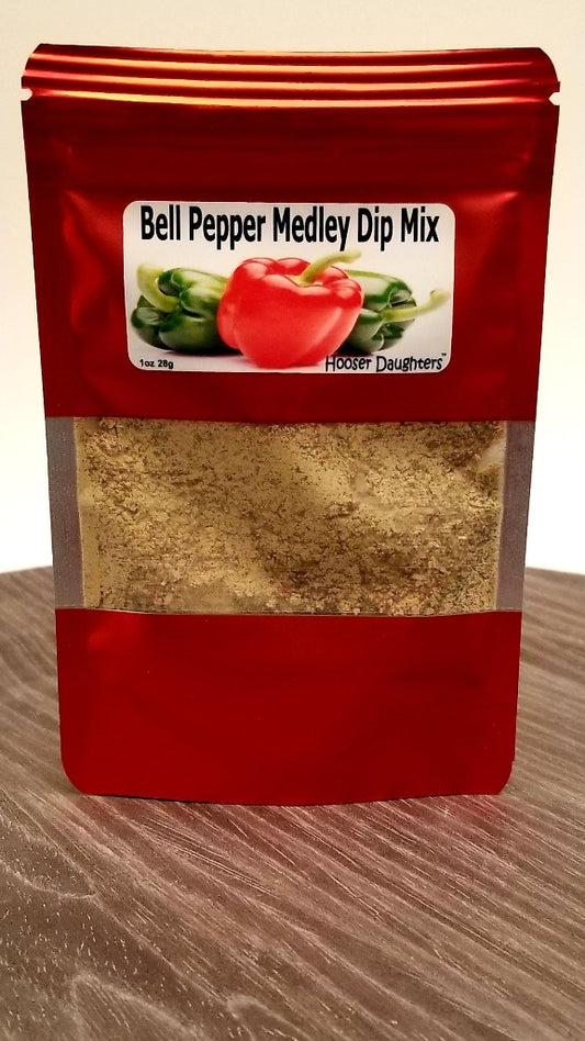 Introducing Hooser Daughters™ Bell Pepper Medley Dip Mix - the perfect addition to your snacking and entertaining needs! Our blend of red and green bell pepper with a hint of onion and garlic creates a burst of flavor that will leave your taste buds begging for more.
