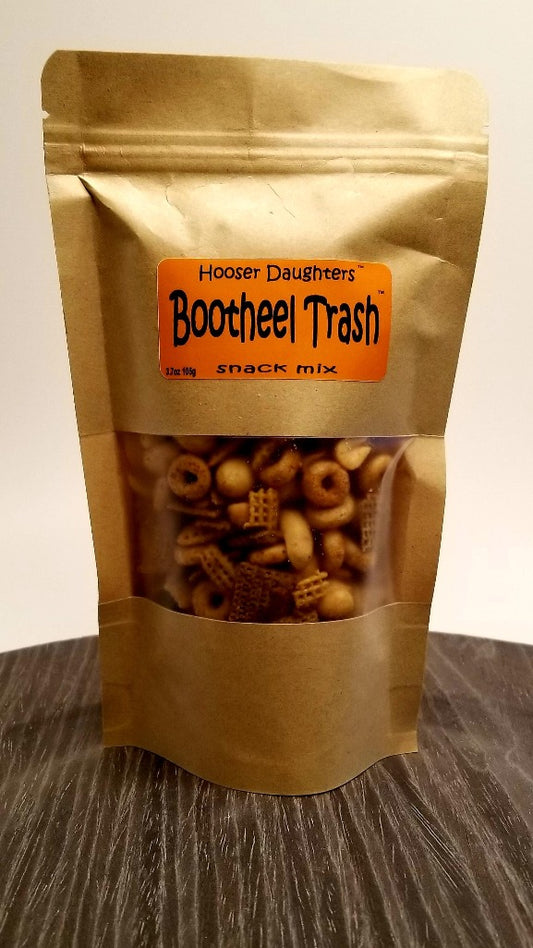 Introducing Hooser Daughters™ Bootheel Trash™ snack mix - a one-of-a-kind blend of your favorite cereals and mouth-watering flavors that will tantalize your taste buds and leave you craving for more!