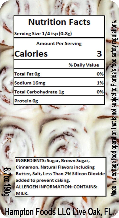 Cinnamon Roll Popcorn Seasoning, a Highly Aromatic and Flavorful Blend. A Cinnamon & Butter Flavor With a Cinnamon Roll Aroma. Easy to use! For Best Flavor Attitude, Apply to Hot Popcorn, Even Better Coated in Oil.