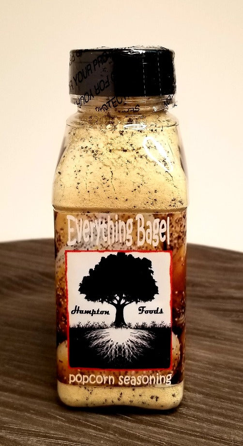Everything Bagel Popcorn Seasoning, a Highly Aromatic and Flavorful Blend. A Blend of Salty and Savory Onion, Garlic and Sesame. Easy to use! For Best Flavor Attitude, Apply to Hot Popcorn, Even Better Coated in Oil.