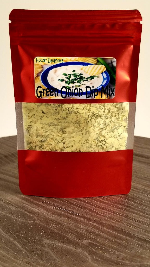 Looking for a delicious and easy-to-make dip that's perfect for any occasion? Look no further than Hooser Daughters™ Green Onion Dip Mix! Our specially-crafted blend of powdery herbs and spices, including parsley and onion pieces, is designed to provide a burst of flavor that will have your taste buds singing with delight. And with a creamy texture that's simply irresistible, it's the perfect complement to any snack or appetizer.