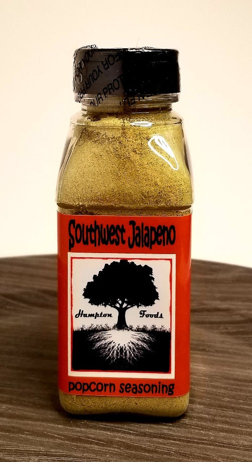 Southwest Jalapeno Popcorn Seasoning, a Highly Aromatic and Flavorful Blend. A Blend of Garlic, Cilantro, & Tomato With a Little Jalapeno Kick! Easy to use! For Best Flavor Attitude, Apply to Hot Popcorn, Even Better Coated in Oil.