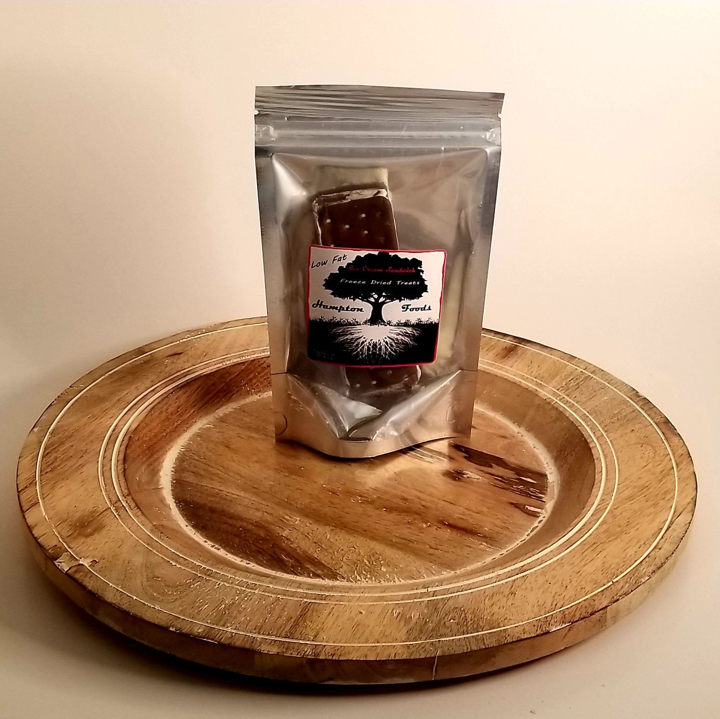 Low Fat Vanilla Ice Cream Sandwich is a freeze dried treat you need to try. The sandwich is 97% fat free with zero added sugars! It's an ice cream sandwich that doesn't stick to your fingers. Two crunchy chocolate wafers with a creamy vanilla center that will melt in your mouth! No refrigeration required, shelf stable in a controlled enviroment for up to a year.