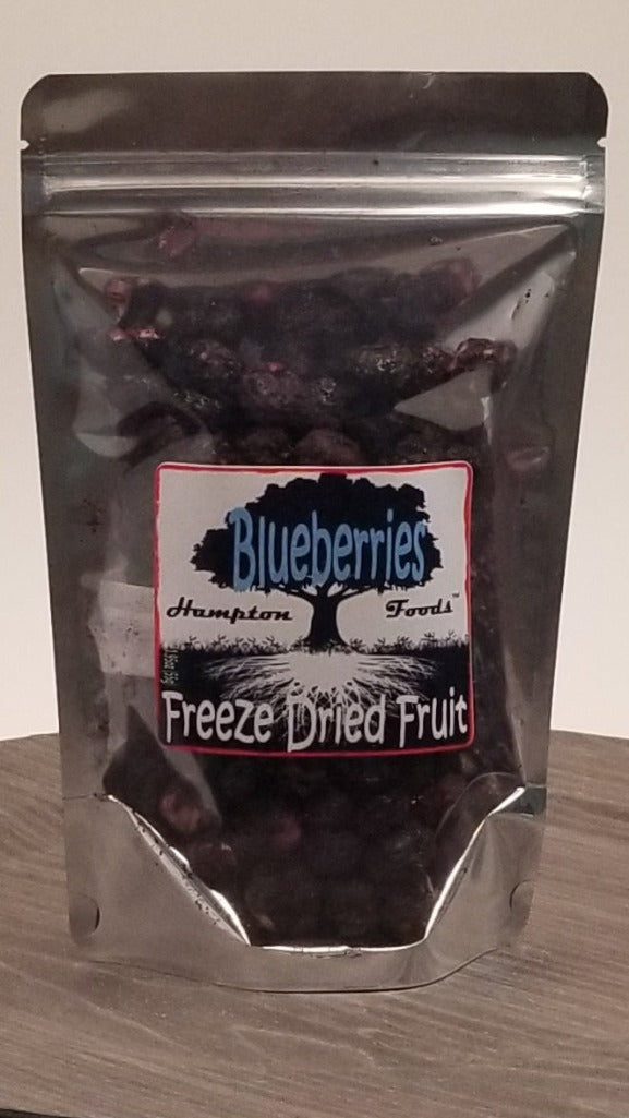 Discover the power of nature with Hampton Foods' Blueberries! Our freeze-dried berries are the perfect way to enjoy the fruit's natural sweetness and nutritious goodness in a convenient, resealable snack bag. Enjoy a handful straight up, or add them to yogurt, salad, ice cream and cereal for a delicious blast of flavor and nutrition.