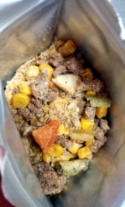 Enjoy the delicious taste of Matt's Hamburger Stew, a hearty freeze-dried meal with ground beef, sweet corn, potatoes, green beans, and carrots. Perfect for trail meals, home-cooked lunches, or long-term storage with a 25-year shelf life. Convenient resealable bags in 2 and 4 servings.