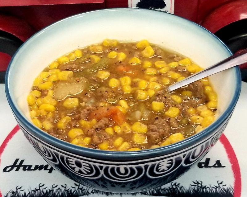 Enjoy the delicious taste of Matt's Hamburger Stew, a hearty freeze-dried meal with ground beef, sweet corn, potatoes, green beans, and carrots. Perfect for trail meals, home-cooked lunches, or long-term storage with a 25-year shelf life. Convenient resealable bags in 2 and 4 servings.