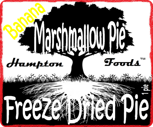 Embark on a flavor-packed journey with Hampton Foods' latest innovation – Freeze-Dried Banana Marshmallow Pie! Picture this: two delectable cookies encasing a velvety marshmallow layer, all harmoniously coated in a heavenly banana-flavored icing. We've elevated the classic to a whole new level.