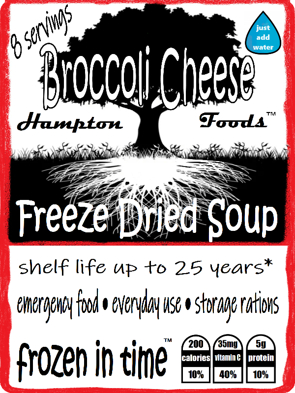 Hampton Foods' Freeze-Dried Broccoli Cheese Soup! Are you ready to elevate your dining experience with a delightful blend of wholesome goodness? Packed with flavor and convenience, this soup is not just a meal; it's a culinary adventure. Rich Flavor, Wholesome Ingredients.