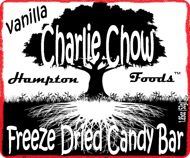 Freeze-Dried Magic with Charlie Chow!  Hampton Foods proudly presents a groundbreaking treat that will redefine your snacking experience – introducing Charlie Chow! We've taken the delectable combination of vanilla nougat and chocolate candy bar, infused it with innovation, and brought you a freeze-dried masterpiece.