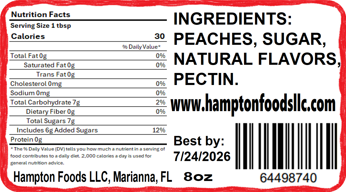 Hampton Foods' Family Recipe Peach Jam