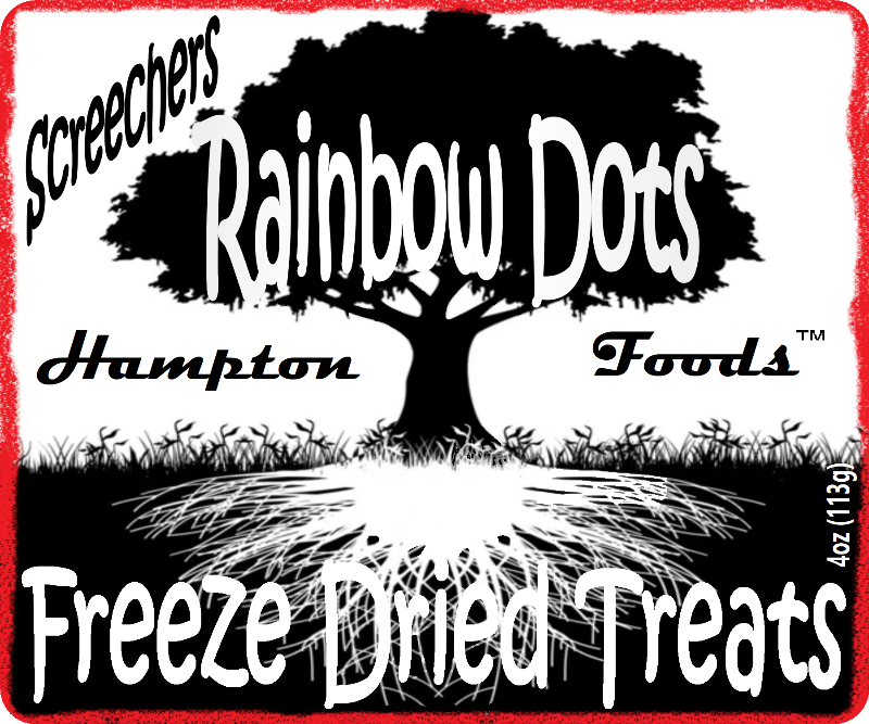 Rainbow Dots Screechers™ - Freeze-Dried Candy Sensation! Unleash the thrill of flavor with Hampton Foods' latest innovation - Rainbow Dots Screechers™! Your favorite candy transformed into crunchy delights, preserving their intense flavors. A Surprise in Every Bite: Buckle up for a taste adventure!