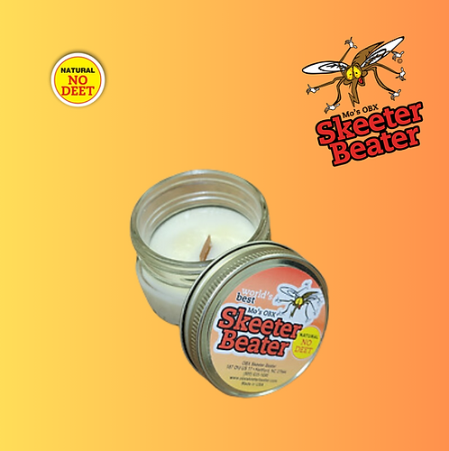 The OBX Skeeter Beater Candle is the perfect solution to keep bugs away while enjoying the great outdoors. Made with all-natural ingredients, this candle emits a pleasant aroma that is pleasing to humans but repels mosquitoes, flies, and other bugs. With a long burn time, this candle is perfect for outdoor activities.