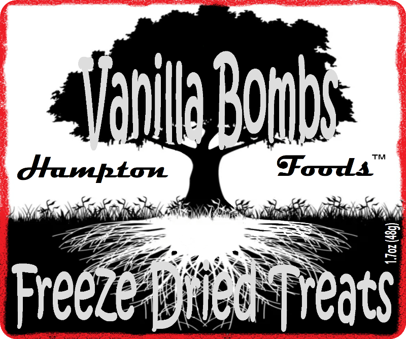 Hampton Foods' Vanilla Bombs! This innovative freeze-dried delicacy takes gourmet saltwater taffy to a whole new level. A rich vanilla flavor that will tantalize your taste buds. What sets Vanilla Bombs apart is their unique texture—a perfect blend of a light crunch and a melt-in-your-mouth experience. 