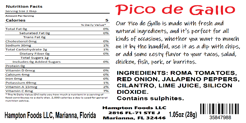 Add Hampton Foods’ fresh, natural Pico de Gallo to your pantry! Ideal for snacking or as a topping, it’s the versatile flavor boost every dish needs.