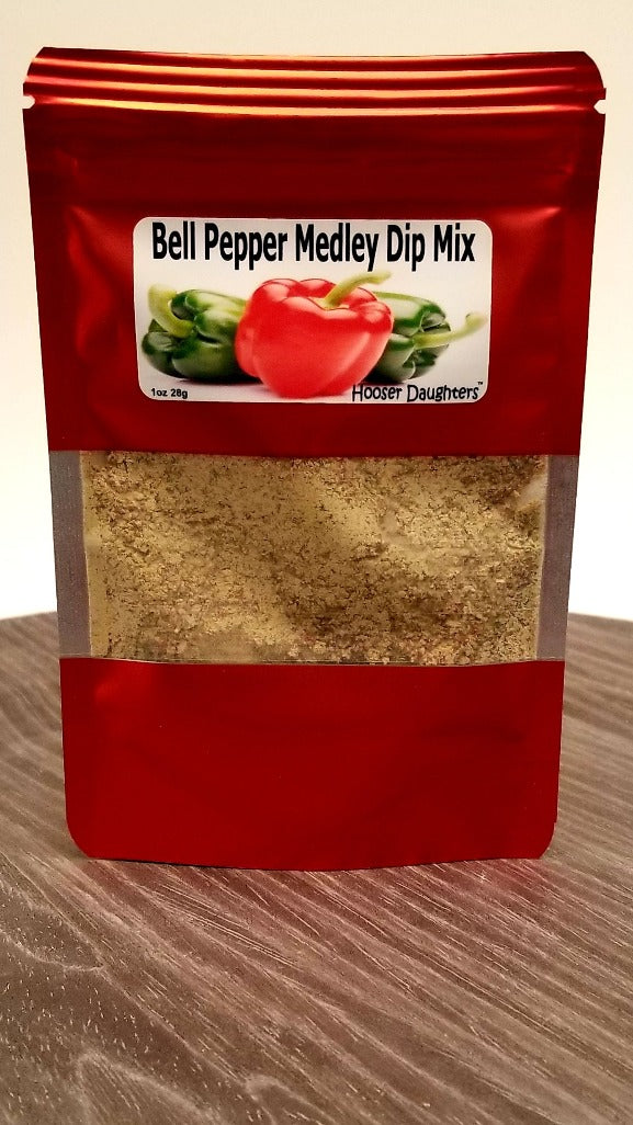 Introducing Hooser Daughters™ Bell Pepper Medley Dip Mix - the perfect addition to your snacking and entertaining needs! Our blend of red and green bell pepper with a hint of onion and garlic creates a burst of flavor that will leave your taste buds begging for more.