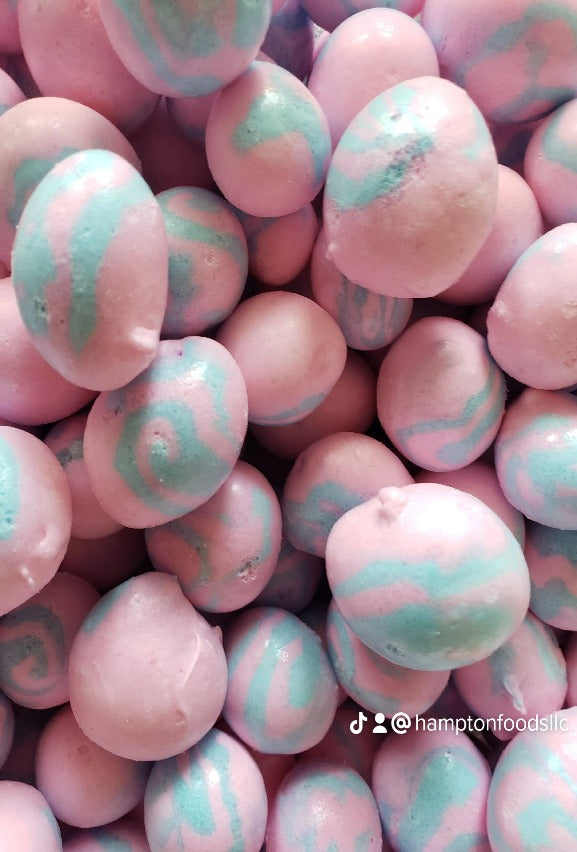Cotton Candy Bombs isn't your ordinary freeze dried saltwater taffy. It is a gourmet saltwater taffy with a unique flavor, just like the cotton candy you get at the carnival. Grab a bag on the go or enjoy while watching your favorite movie. This item comes in a 1.60oz triple sealed, resealable bag with an easy tear top.