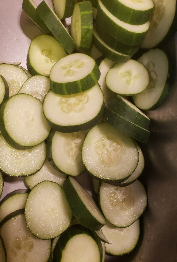 Cucumber Chips are a delicious, healthy snack that comes in two savory flavors! Whether you choose our spicy ranch or homestyle ranch you will not be disappointed. The Cucumber Chips are sliced and lightly sprinkled with seasoning prior to freeze drying. The cucumber and ranch flavors are intensified so much that you will keep coming back for more until the bag is empty. Each .8-ounce triple sealed, resealable bag has the equivalent of one medium cucumber.