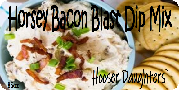 Introducing the ultimate party pleaser - Hooser Daughters™ Horsey Bacon Blast Dip Mix! If you're looking for a dip that packs a punch, this blend of horseradish, bacon, smoke, and savory notes is sure to take your taste buds on a wild ride.