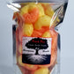 Peach Fizz is a Hampton Foods freeze dried version of gummy peach rings candy. A bite of peach without the juice running down your chin! Comes in a 3oz triple sealed, resealable bag.