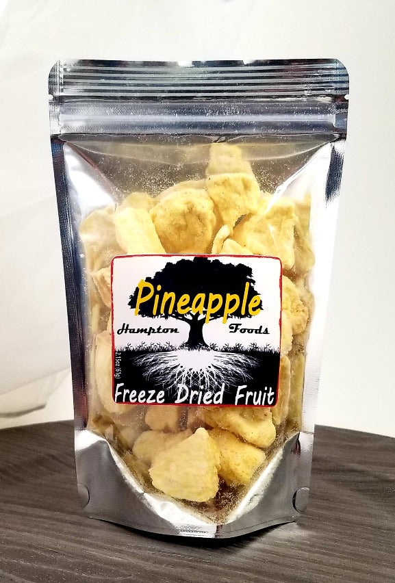 Pineapple is a perfect snack for on the go or just put some in your favorite smoothies in the morning for a delicious breakfast. They can also be used as toppings on yogurt, ice cream and more. A healthy freeze dried treat! Packaged in a triple sealed, resealable bag. 
