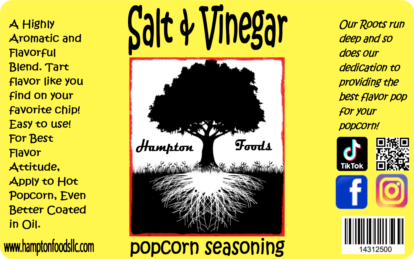 Salt & Vinegar Popcorn Seasoning, A Highly Aromatic and Flavorful Blend. Tart flavor like you find on your favorite chip! Easy to use! For Best Flavor Attitude, Apply to Hot Popcorn, Even Better Coated in Oil.