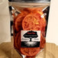 Tomato Chips, fresh tomato slices freeze dried then lightly seasoned with salt and pepper. Comes in a triple sealed, resealable window bag. The .95oz finished product is equal to one whole tomato.