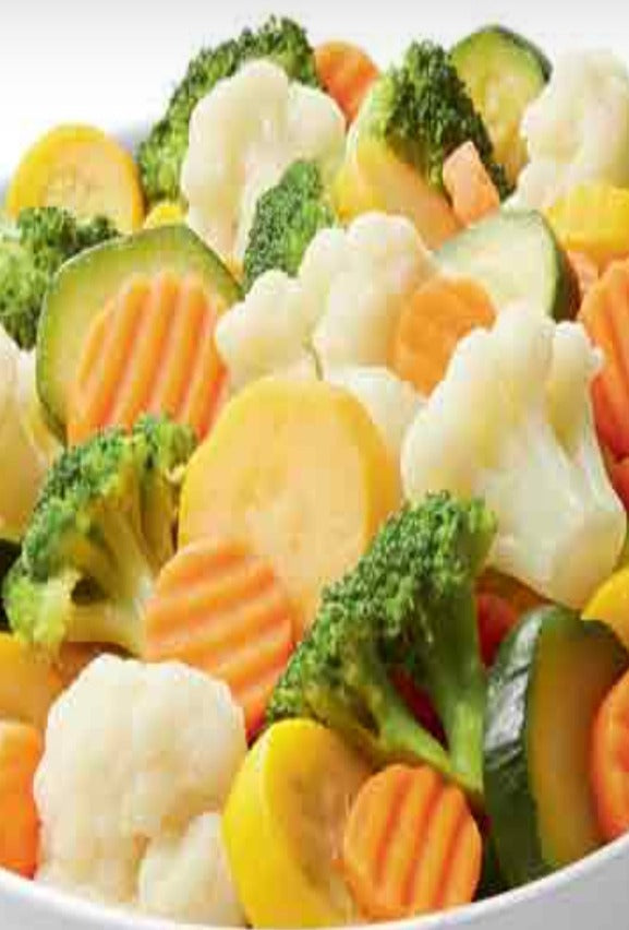  Veggie Medley, contains freeeze dried sliced carrots, zucchini & yellow squash, broccoli & cauliflower floret. Comes in a 7 mil mylar bag with a 300cc O2 absorber for long term storage (25 plus years) no refrigeration required. 